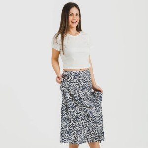 Gonna midi viscosa bambula Aladero blu 2