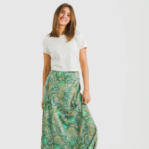 Gonna midi viscosa bambula Patme verde