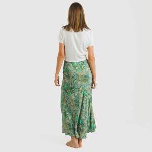 Gonna midi viscosa bambula Patme verde 2