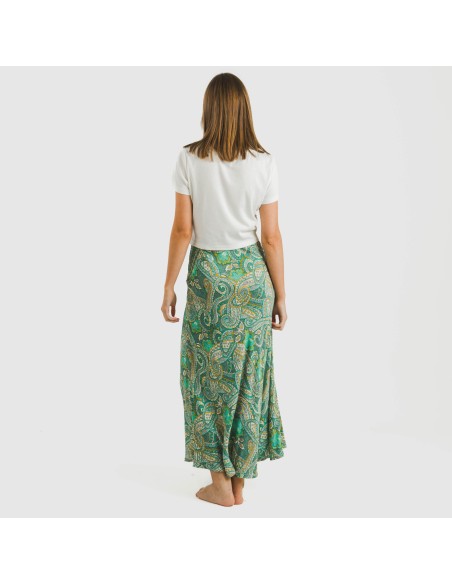 Gonna midi viscosa bambula Patme verde Gonna midi viscosa bambula Patme verde