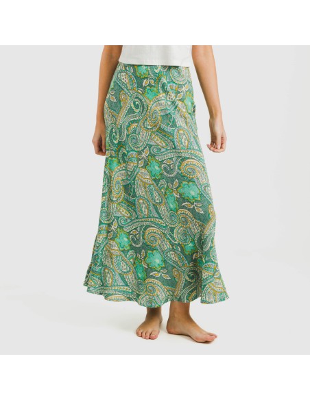 Gonna midi viscosa bambula Patme verde Gonna midi viscosa bambula Patme verde