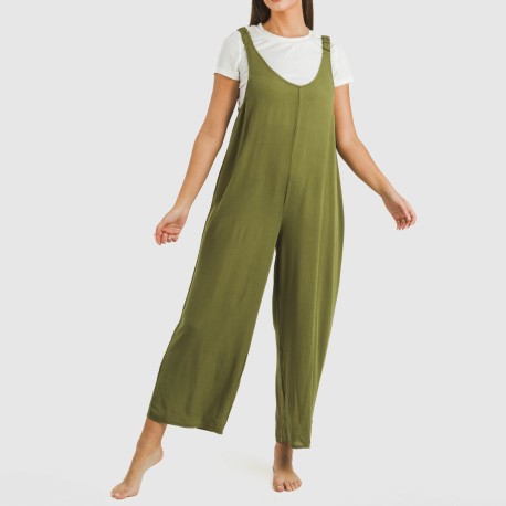 Tuta lunga donna viscosa bambula tinta unita