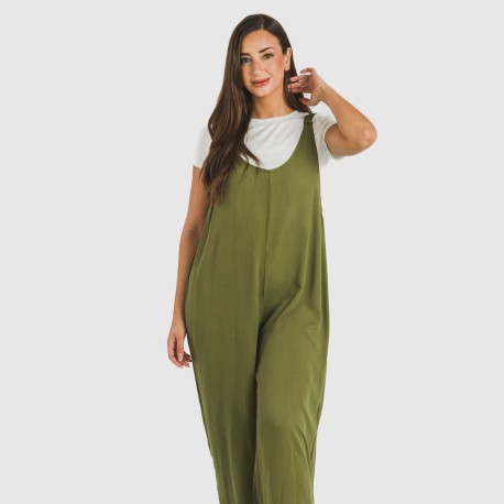 Tuta lunga donna viscosa bambula tinta unita