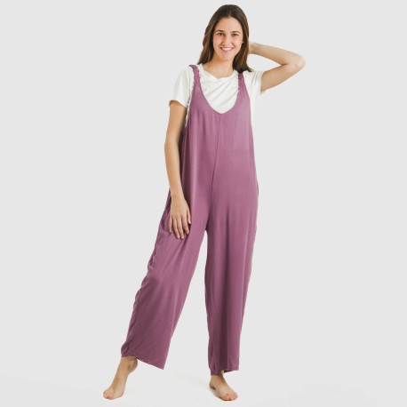 Tuta lunga donna viscosa bambula tinta unita