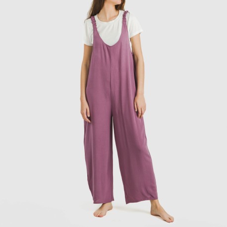 Tuta lunga donna viscosa bambula tinta unita