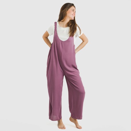 Tuta lunga donna viscosa bambula tinta unita