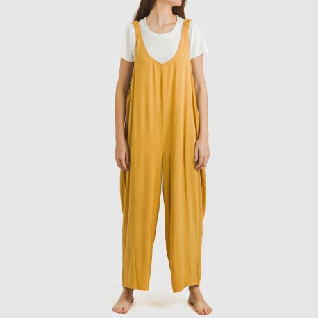 Tuta lunga donna viscosa bambula tinta unita