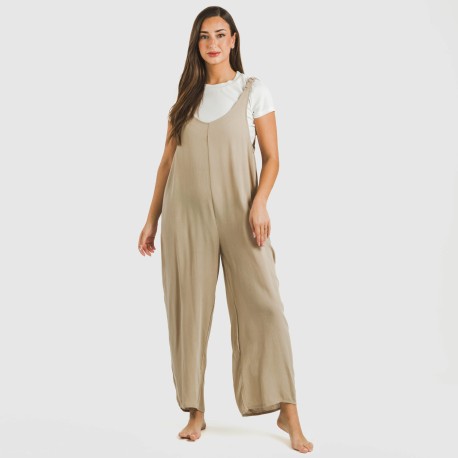 Tuta lunga donna viscosa bambula tinta unita