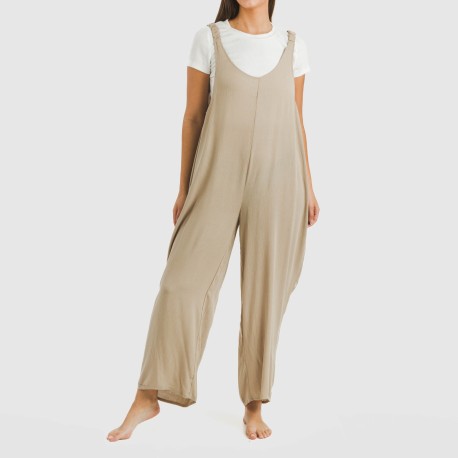 Tuta lunga donna viscosa bambula tinta unita