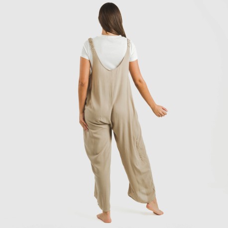 Tuta lunga donna viscosa bambula tinta unita