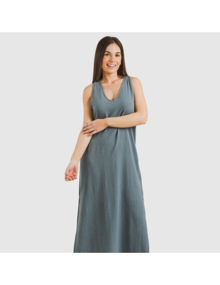 Vestito lungo canotta bambula tinta unita Vestito lungo canotta bambula tinta unita