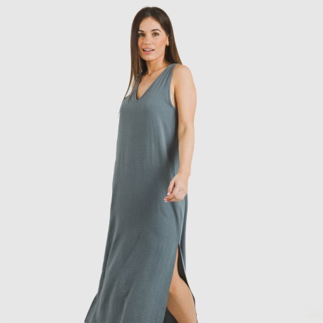 Vestito lungo canotta bambula tinta unita