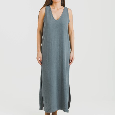 Vestito lungo canotta bambula tinta unita