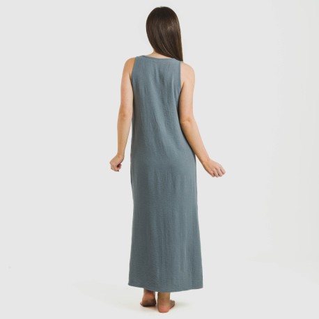 Vestito lungo canotta bambula tinta unita