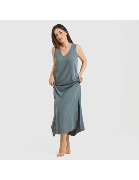 Vestito lungo canotta bambula tinta unita Vestito lungo canotta bambula tinta unita