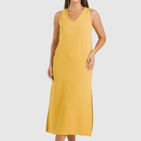 Vestito lungo canotta bambula tinta unita