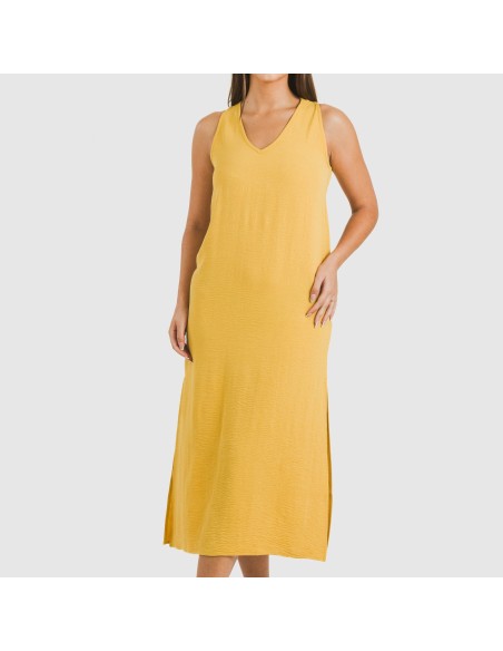 Vestito lungo canotta bambula tinta unita Vestito lungo canotta bambula tinta unita