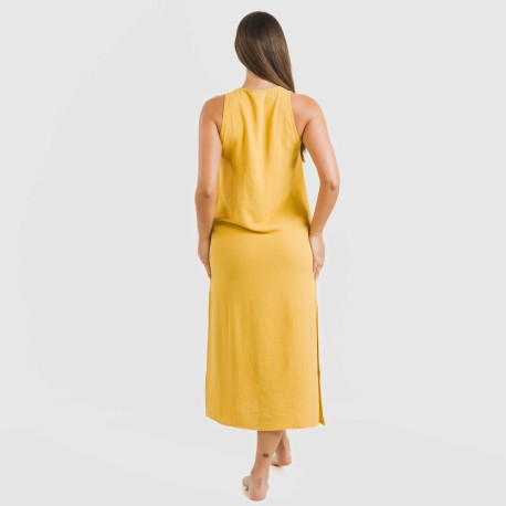 Vestito lungo canotta bambula tinta unita