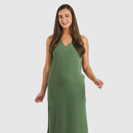 Vestito lungo canotta bambula tinta unita