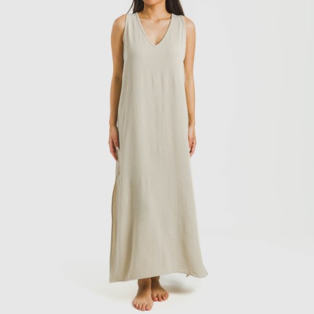 Vestito lungo canotta bambula tinta unita