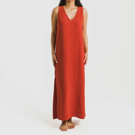 Vestito lungo canotta bambula tinta unita