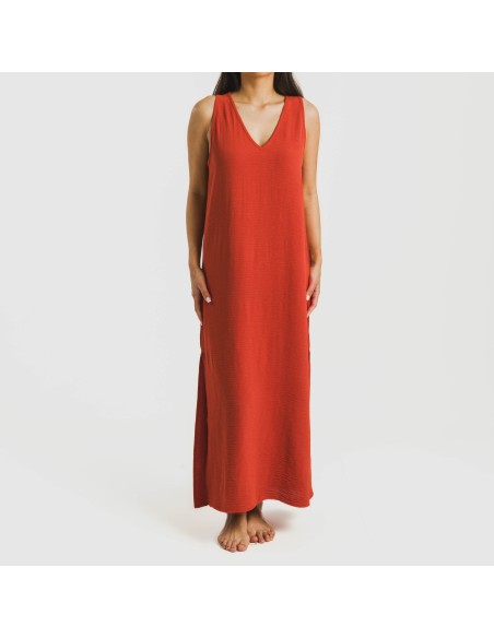 Vestito lungo canotta bambula tinta unita Vestito lungo canotta bambula tinta unita