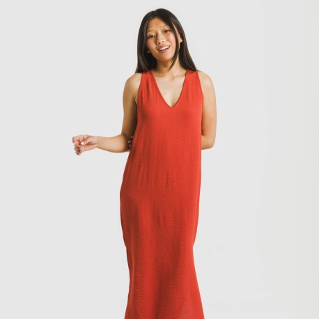 Vestito lungo canotta bambula tinta unita