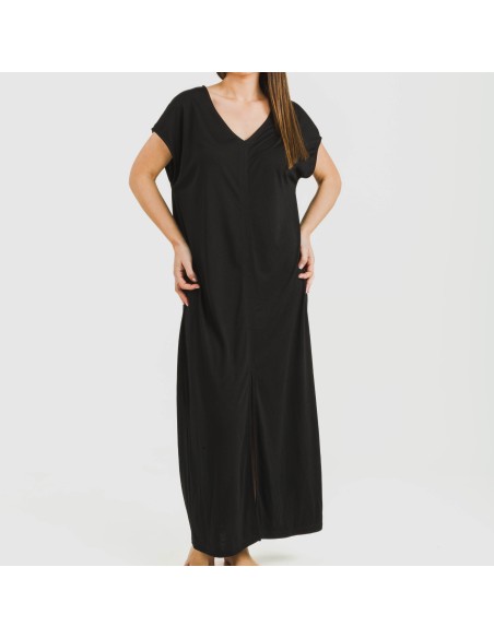 Vestito lungo manica ampia viscosa tinta unita Vestito lungo manica ampia viscosa tinta unita