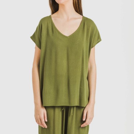 Maglia manica ampia viscosa bambula tinta unita