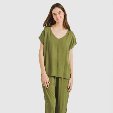 Maglia manica ampia viscosa bambula tinta unita