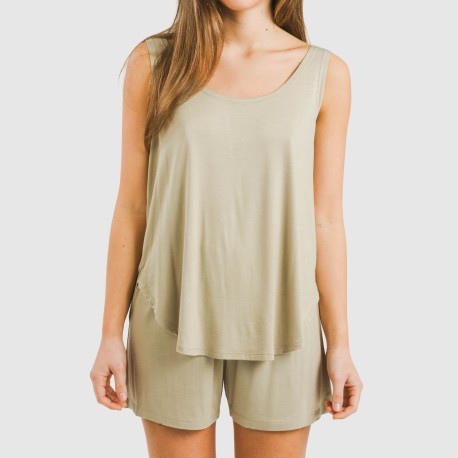 Pigiama corto canotta viscosa tinta unita