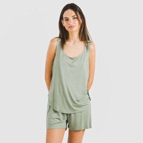 Pigiama corto canotta viscosa tinta unita