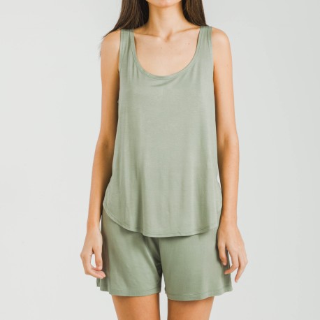 Pigiama corto canotta viscosa tinta unita