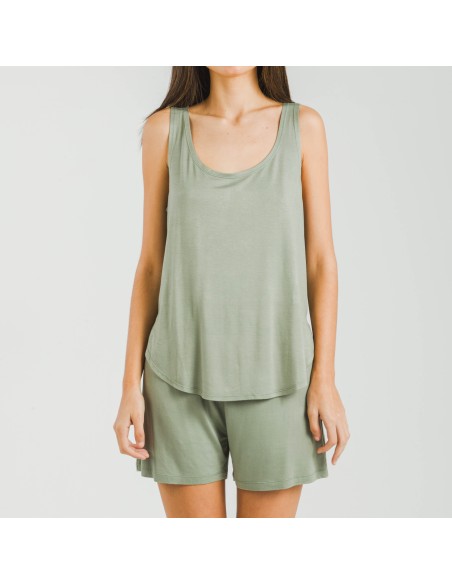 Pigiama corto canotta viscosa tinta unita