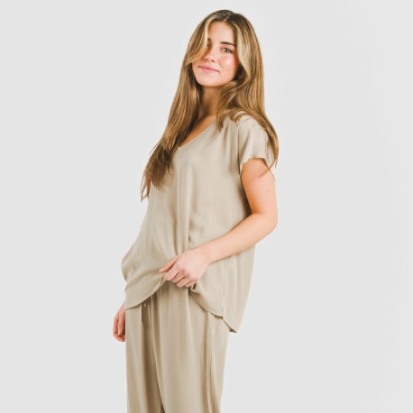 Maglia manica ampia viscosa bambula tinta unita