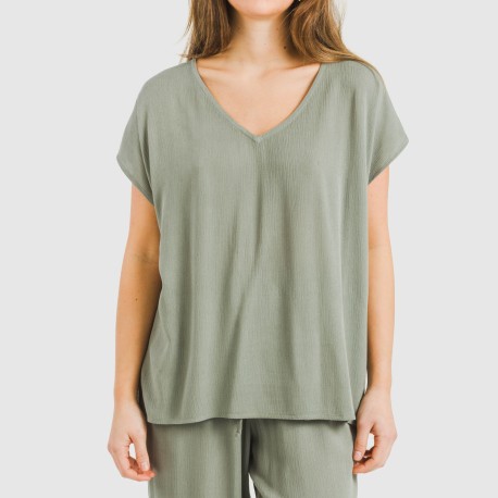 Maglia manica ampia viscosa bambula tinta unita