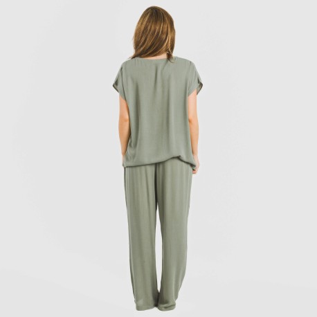 Pantalone viscosa bambula tinta unita