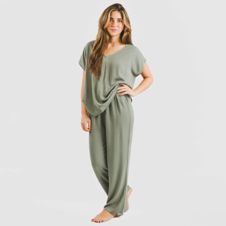 Pantalone viscosa bambula tinta unita