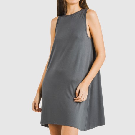 Vestito corto canotta viscosa tinta unita