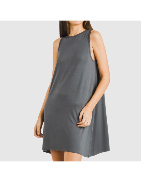 Vestito corto canotta viscosa tinta unita