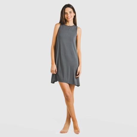 Vestito corto canotta viscosa tinta unita
