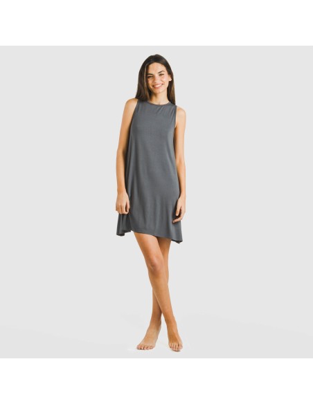 Vestito corto canotta viscosa tinta unita