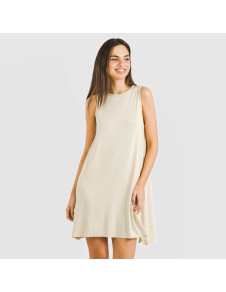 Vestito corto canotta viscosa tinta unita