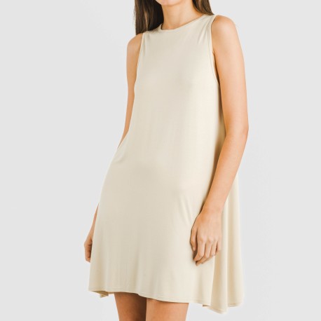 Vestito corto canotta viscosa tinta unita