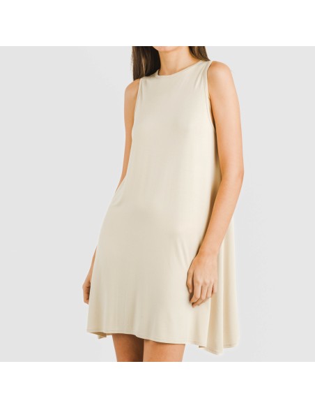Vestito corto canotta viscosa tinta unita