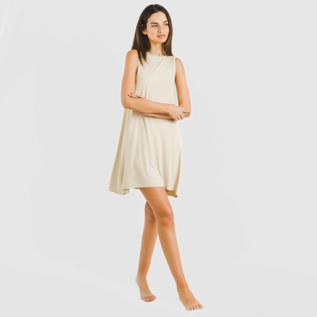 Vestito corto canotta viscosa tinta unita