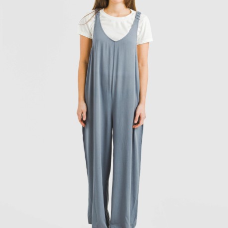 Tuta lunga donna viscosa bambula tinta unita