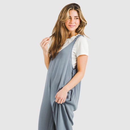 Tuta lunga donna viscosa bambula tinta unita