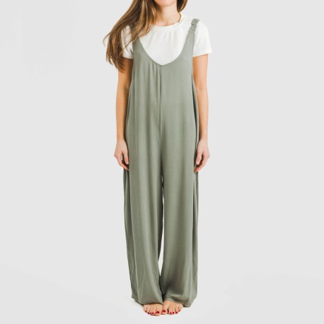 Tuta lunga donna viscosa bambula tinta unita