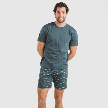 Pigiama corto cotone uomo Alexandro turchese